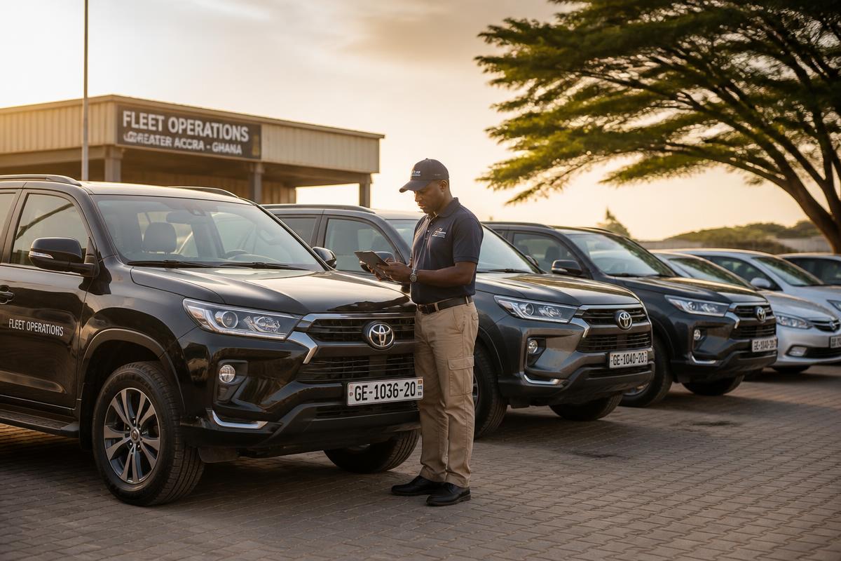 Managed Yello Automotive fleet vehicles being inspected at the operations yard
